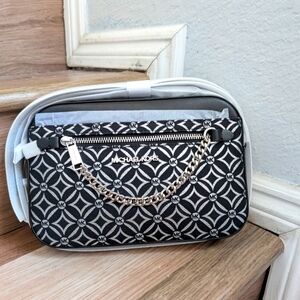 NWT Michael Kors Jet Set Large Metallic Logo Jacquard Crossbody Bag